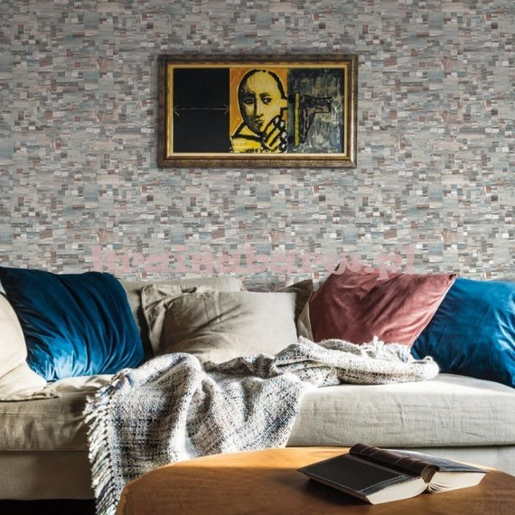 Tapeta  geometryczna mozaika Copper/Blue