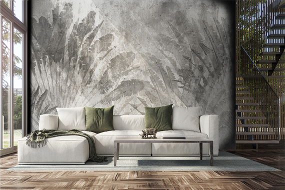 Fototapeta Liści Z Efektem Betonu