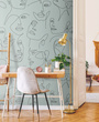 Nowoczesny Mural 158957 Twarze Line Art  Faces na szarozielonym tle