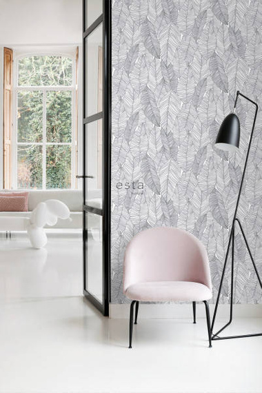 Tapeta 139011czarne liście na białym tle