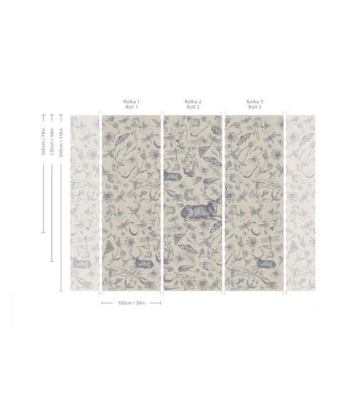 Tapeta Artystyczna Vintage botanic blue