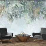 Fototapeta do Sypialni 3D Liście Beton Zieleń Beż