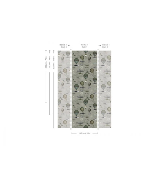 Tapeta Artystyczna Vintage balloons green