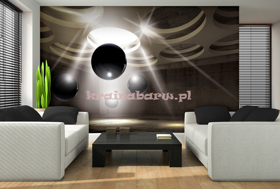 Fototapeta 3320 Czarne kule w betonowym pomieszczeniu