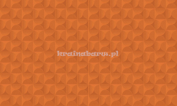 Luksusowa tapeta geometryczna 3D efektowne kwadraty z wypukłymi krągłymi wzorami w pomarańczowym