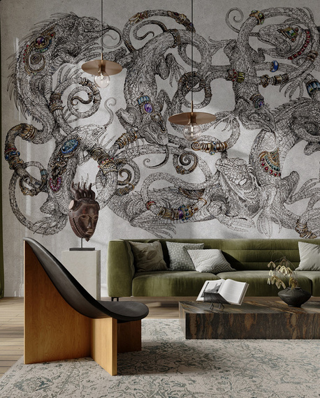 Oryginalny mural kameleon Hypno