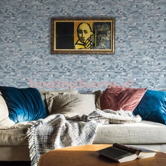 Tapeta  geometryczna mozaika  Denim w niebieskim 