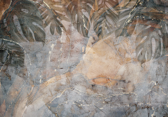 Fototapeta 14513 Tropikalne liście na betonie