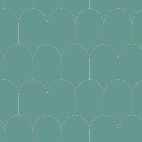 Modna tapeta 139204 łuki w stylu Art Deco w odcieniach morskiej zieleni i złota