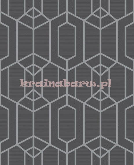 Efektowna tapeta geometryczna romby wielokaty szaro srebrna