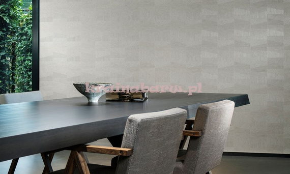 Tapeta geometryczna z trapezowym wzorem w srebrzystch szarościach z wyczuwalną strukturą i efektem 3D