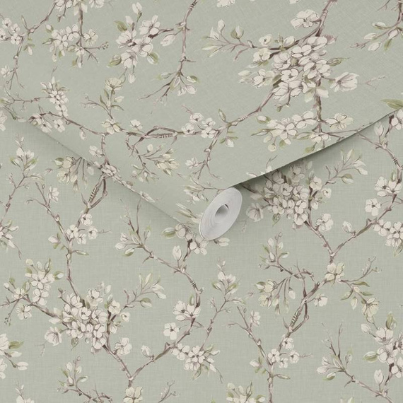 Tapeta 116627 delikatne kwiaty gałązki tle w odcieniu zieleni