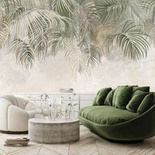 Fototapeta 3D do Pokoju Liście Beton Zieleń Beż Brąz