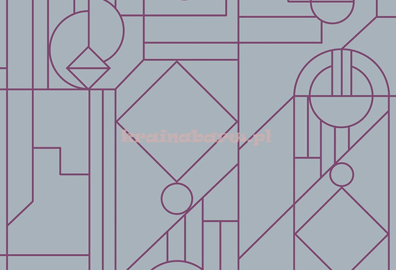Nowoczesna tapeta geometryczna różowe flokowane koła trójkąty na popielatym matowym tle w stylu art deco