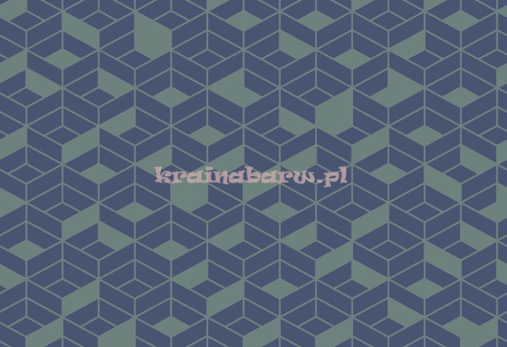 Nowoczesna tapeta geometryczna 3D granatowa z metalicznie połyskującym  turkusem