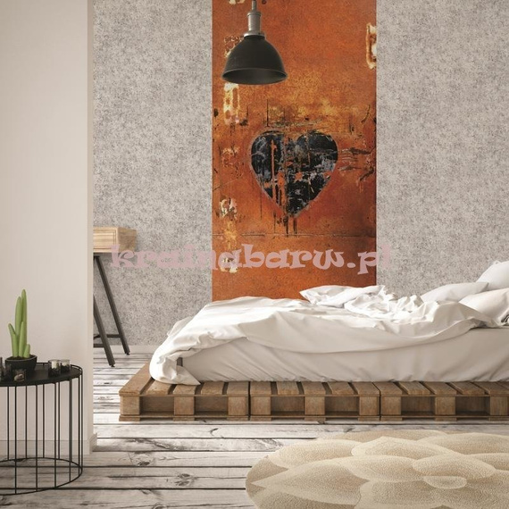 Modna tapeta beton patynowa zieleń z czerwienią