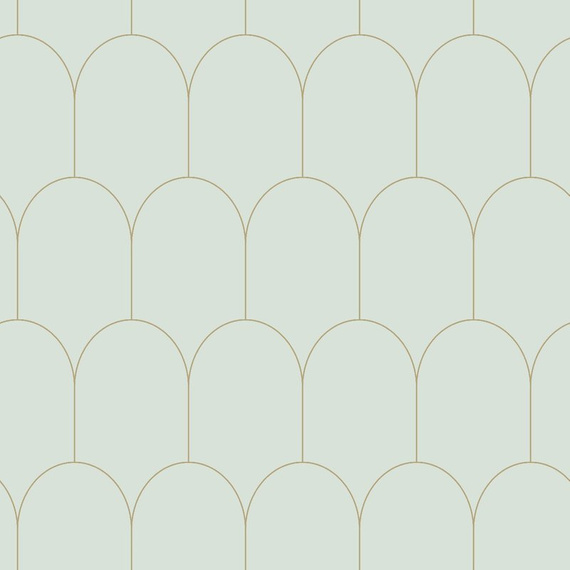 Modna tapeta 139202 łuki w stylu Art Deco miętowa zieleń i złoto