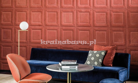 Luksusowa tapeta geometryczna 3D stylowe eleganckie kasetony w złocistym beżu