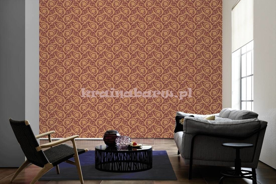 Ekskluzywna tapeta Versace IV klasyczne ornamenty kwiaty na bordowym tle