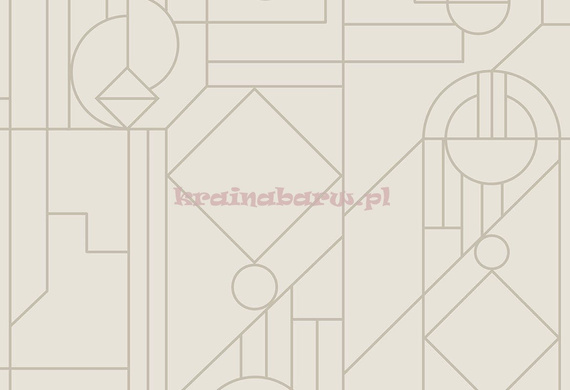 Nowoczesna tapeta geometryczna koła romby trójkąty na kremowym matowym tle w stylu art deco