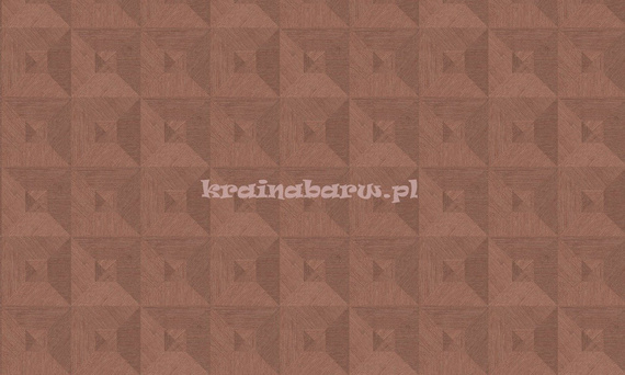 Tapeta geometryczna 3D kwadraty trójkąty w ceglasto czerwonym kolorze wyczuwalną w dotyku strukturą 