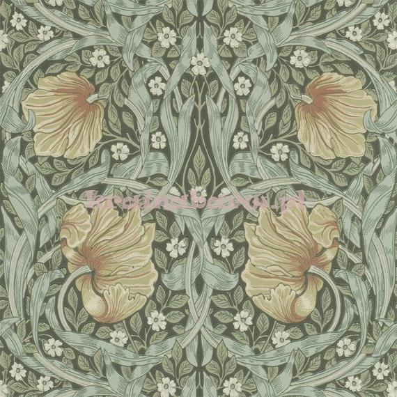 Klasyczna tapeta z kwiatem beżowym , liśćmi i tłem w zieleniach