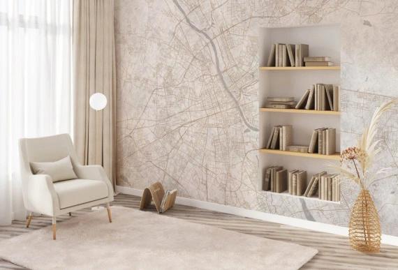 Tapeta artystyczna Wallart Varsovia mapa 