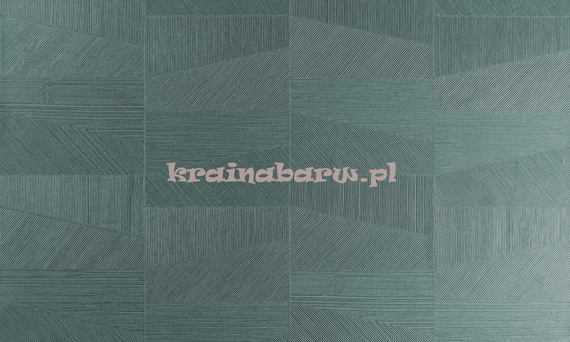 Tapeta geometryczna z  trapezowym wzorem w ciemnej zieleni z wyczuwalną strukturą  i efektem 3D