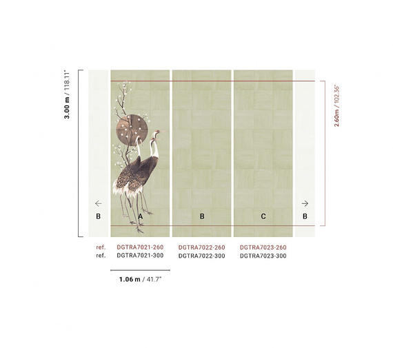 Mural Masureel Tsuro DGTRA7021- 7023  żurawie