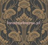 Tapeta Art Déco Kwiatowy Ornament złoty na czarnym tle