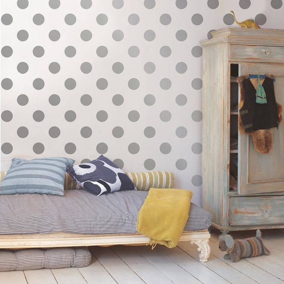 Tapeta 102508 duże srebrne kropki