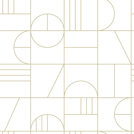Modna tapeta 139141 geometryczna w stylu Art Deco biało złota