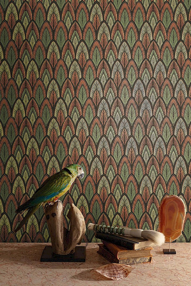 Tapeta Masureel wzór Dabu SUM405 geometryczne liście