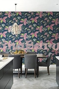 Tapeta z imponującym wzorem dużych kolorowych liści na białym tle