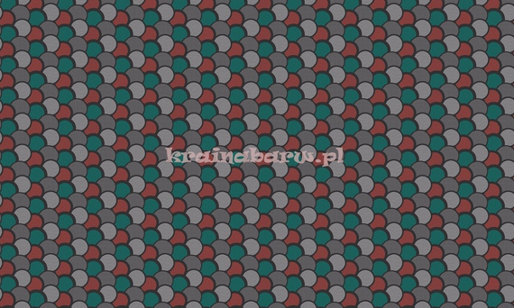 Tapeta geometryczna z kulistymi wzorami w kolorze czarnym szarym czerwonym i zielonym w stylu Art  Deco