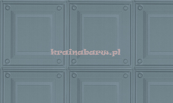 Luksusowa tapeta geometryczna 3D stylowe eleganckie kasetony  w stalowym niebieskim