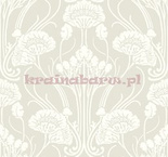 Tapeta Art Déco Kwiatowy Ornament biały na bezowym tle