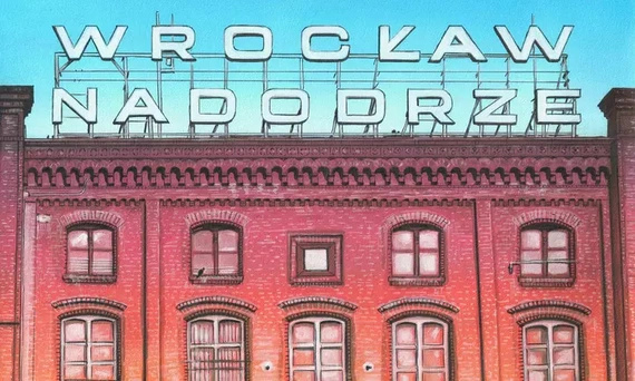 Fototapeta artystyczna Station B&W stacja Wrocław Nadodrze kolor