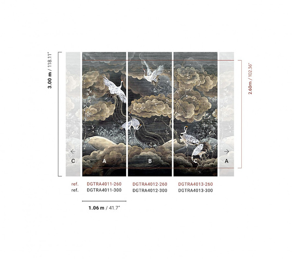 Mural Masureel Byobu DGTRA4011- 4013 żurawie