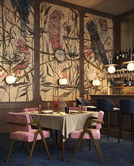 Fototapeta artystyczna Makani kwiaty i papugi