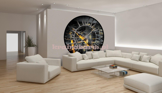 Fototapeta na flizelinie 618VEZ1 Widok przez zegar na miasto z lotu ptaka