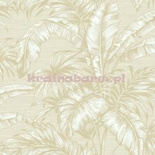 Tapeta w duże kremowo białe liście na delikatnym złocisto białym tle tle