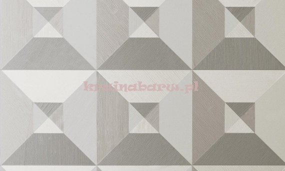 Tapeta geometryczna iluzja 3D kwadraty trójkąty w czterech odcieniach szarości  wyczuwalną w dotyku strukturą 