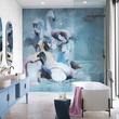 Romantyczny mural Flamingi i Nimfy Soho blue
