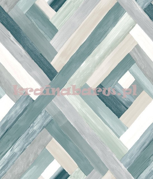 Tapeta  geometryczna malowane romby w zielonym beżowym szarym