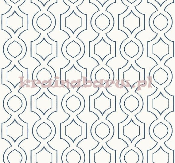 Tapeta z geometrycznym niebieskim wzorem na białym tle.