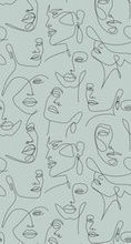 Nowoczesny Mural 158957 Twarze Line Art  Faces na szarozielonym tle
