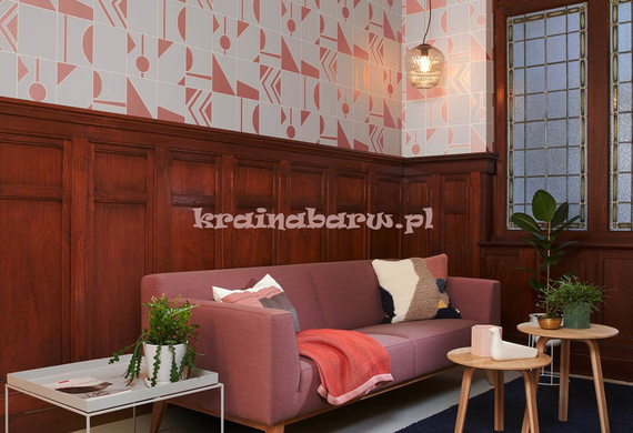 Nowoczesna tapeta geometryczna koła trójkąty prostokąty szara granatowa