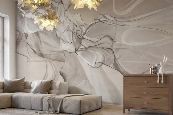 Fototapeta Autorska Beżowa Luksusowa Fala