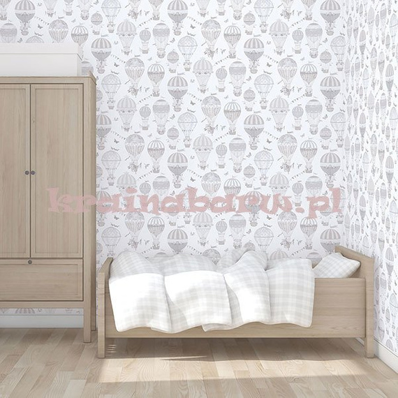 Stylowa tapeta   latające balony w różach fioletach niebieskim